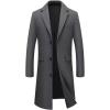 imageINVACHI Mens Wool Blend Long Trench Coat Slim Fit Business Overcoat Single Breasted Pea Coat with Notched CollarGrey