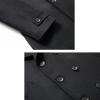imageINVACHI Mens Wool Blend Pea Coat Double Breasted Trench Coat Warm Winter OvercoatBlack