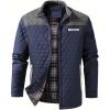 imageINVACHI Mens Casual Diamond Quilted Puffer Down Jacket Lightweight Business Button Coat with Stand CollarBlue
