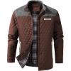 imageINVACHI Mens Casual Diamond Quilted Puffer Down Jacket Lightweight Business Button Coat with Stand CollarBrown