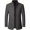 imageINVACHI Mens Classic Wool Blend Coat Stylish Single Breasted Overcoat with Stand CollarGrey