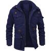 imageINVACHI Mens Winter Jacket Cotton Military Jackets Fleece Lined Thick Work Coats Warm Cargo Jackets with Hooded Pockets35 Navy