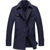 imageINVACHI Mens Wool Blend Coat Warm Winter Trench Coat with Detachable Soft Scarf Single Breasted Pea Coat02 Navy
