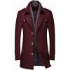 imageINVACHI Mens Wool Blend Coat Warm Winter Trench Coat with Detachable Soft Scarf Single Breasted Pea CoatWine Red