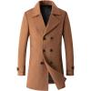 imageINVACHI Mens Wool Blend Pea Coat Double Breasted Trench Coat Warm Winter OvercoatCamel