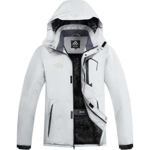 imageINVACHI Mens Waterproof Ski Snow Jacket Warm Winter Quilted Coat Parka Raincoats With MultiPockets01 Light Grey