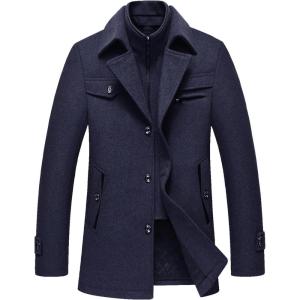 imageINVACHI Mens Wool Blend Coat Warm Winter Trench Coat with Detachable Soft Scarf Single Breasted Pea Coat02 Navy
