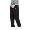 imageINVACHI Mens Casual Corduroy Pants Baggy Skater Pants Elastic Waist Drawstring Pants for MenBlack