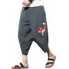 imageINVACHI Mens Linen Harem Capri Pants Lightweight Elastic Waist Casual Baggy Pants Beach Yoga TrousersAgrey