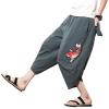 imageINVACHI Mens Linen Harem Capri Pants Lightweight Elastic Waist Casual Baggy Pants Beach Yoga TrousersAgrey