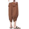 imageINVACHI Mens Linen Harem Capri Pants Lightweight Elastic Waist Casual Baggy Pants Beach Yoga TrousersAkhaki