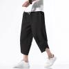 imageINVACHI Mens Linen Harem Capri Pants Lightweight Elastic Waist Casual Baggy Pants Beach Yoga TrousersBlack 75