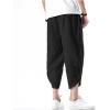 imageINVACHI Mens Linen Harem Capri Pants Lightweight Elastic Waist Casual Baggy Pants Beach Yoga TrousersBlack 75