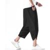 imageINVACHI Mens Linen Harem Capri Pants Lightweight Elastic Waist Casual Baggy Pants Beach Yoga TrousersBlack 75