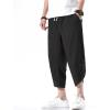 imageINVACHI Mens Linen Harem Capri Pants Lightweight Elastic Waist Casual Baggy Pants Beach Yoga TrousersBlack 75