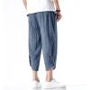 imageINVACHI Mens Linen Harem Capri Pants Lightweight Elastic Waist Casual Baggy Pants Beach Yoga TrousersBlue 75