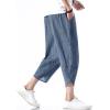 imageINVACHI Mens Linen Harem Capri Pants Lightweight Elastic Waist Casual Baggy Pants Beach Yoga TrousersBlue 75