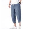 imageINVACHI Mens Linen Harem Capri Pants Lightweight Elastic Waist Casual Baggy Pants Beach Yoga TrousersBlue 75
