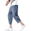 imageINVACHI Mens Linen Harem Capri Pants Lightweight Elastic Waist Casual Baggy Pants Beach Yoga TrousersBlue 75