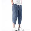 imageINVACHI Mens Linen Harem Capri Pants Lightweight Elastic Waist Casual Baggy Pants Beach Yoga TrousersBlue 75