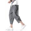 imageINVACHI Mens Linen Harem Capri Pants Lightweight Elastic Waist Casual Baggy Pants Beach Yoga TrousersDark Grey 75