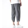 imageINVACHI Mens Linen Harem Capri Pants Lightweight Elastic Waist Casual Baggy Pants Beach Yoga TrousersDark Grey 75