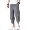 imageINVACHI Mens Linen Harem Capri Pants Lightweight Elastic Waist Casual Baggy Pants Beach Yoga TrousersDark Grey 75