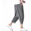 imageINVACHI Mens Linen Harem Capri Pants Lightweight Elastic Waist Casual Baggy Pants Beach Yoga TrousersDark Grey 75