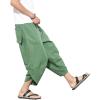 imageINVACHI Mens Linen Harem Capri Pants Lightweight Elastic Waist Casual Baggy Pants Beach Yoga TrousersJgreen