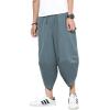 imageINVACHI Mens Linen Harem Capri Pants Lightweight Elastic Waist Casual Baggy Pants Beach Yoga TrousersJgrey