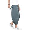 imageINVACHI Mens Linen Harem Capri Pants Lightweight Elastic Waist Casual Baggy Pants Beach Yoga TrousersJgrey
