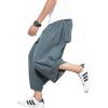 imageINVACHI Mens Linen Harem Capri Pants Lightweight Elastic Waist Casual Baggy Pants Beach Yoga TrousersJgrey