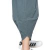 imageINVACHI Mens Linen Harem Capri Pants Lightweight Elastic Waist Casual Baggy Pants Beach Yoga TrousersJgrey