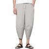imageINVACHI Mens Linen Harem Capri Pants Lightweight Elastic Waist Casual Baggy Pants Beach Yoga TrousersJlight Grey