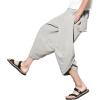 imageINVACHI Mens Linen Harem Capri Pants Lightweight Elastic Waist Casual Baggy Pants Beach Yoga TrousersJlight Grey