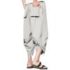 imageINVACHI Mens Linen Harem Capri Pants Lightweight Elastic Waist Casual Baggy Pants Beach Yoga TrousersJlight Grey