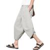 imageINVACHI Mens Linen Harem Capri Pants Lightweight Elastic Waist Casual Baggy Pants Beach Yoga TrousersJlight Grey