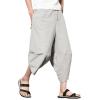 imageINVACHI Mens Linen Harem Capri Pants Lightweight Elastic Waist Casual Baggy Pants Beach Yoga TrousersJlight Grey