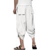 imageINVACHI Mens Linen Harem Capri Pants Lightweight Elastic Waist Casual Baggy Pants Beach Yoga TrousersJwhite