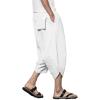 imageINVACHI Mens Linen Harem Capri Pants Lightweight Elastic Waist Casual Baggy Pants Beach Yoga TrousersJwhite