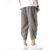 imageINVACHI Mens Linen Harem Capri Pants Lightweight Elastic Waist Casual Baggy Pants Beach Yoga TrousersLight Brown 75