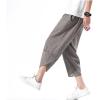 imageINVACHI Mens Linen Harem Capri Pants Lightweight Elastic Waist Casual Baggy Pants Beach Yoga TrousersLight Brown 75