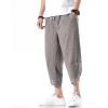 imageINVACHI Mens Linen Harem Capri Pants Lightweight Elastic Waist Casual Baggy Pants Beach Yoga TrousersLight Brown 75