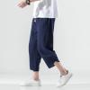 imageINVACHI Mens Linen Harem Capri Pants Lightweight Elastic Waist Casual Baggy Pants Beach Yoga TrousersNavy 75