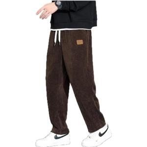 imageINVACHI Mens Casual Corduroy Pants Baggy Skater Pants Elastic Waist Drawstring Pants for MenCoffee