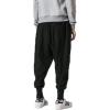 imageINVACHI Mens Baggy Harem Pants Japanese Linen Sweatpants Elastic Waist Hip Hop Joggers for MenBlack46