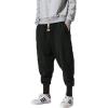 imageINVACHI Mens Baggy Harem Pants Japanese Linen Sweatpants Elastic Waist Hip Hop Joggers for MenBlack46