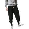 imageINVACHI Mens Baggy Harem Pants Japanese Linen Sweatpants Elastic Waist Hip Hop Joggers for MenBlack46
