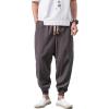 imageINVACHI Mens Baggy Harem Pants Japanese Linen Sweatpants Elastic Waist Hip Hop Joggers for MenGrey41