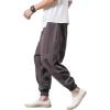 imageINVACHI Mens Baggy Harem Pants Japanese Linen Sweatpants Elastic Waist Hip Hop Joggers for MenGrey41